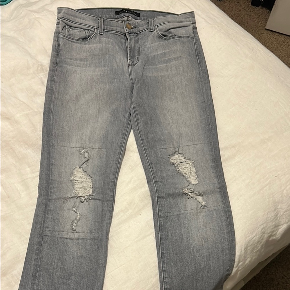 J Brand Light Gray Distressed Women's Jeans